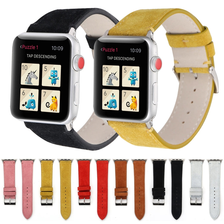 سوار ساعة من الجلد الطبيعي غير اللامع لسلسلة Apple Watch 6 و SE و 5 و 4 مقاس 44 مم / 3 و 2 و 1 مقاس 42 مم، لسلسلة Apple Watch 7 مقاس 45 مم / 6 و SE و 5 و 4 مقاس 44 مم / 3 و 2 و 1 مقاس 42 مم