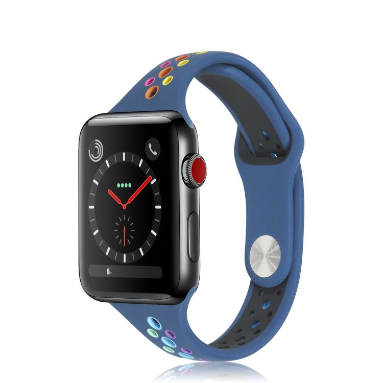 Rainbow Silicone Watchband For Apple Watch Series 6 & SE & 5 & 4 40mm / 3 & 2 & 1 38mm, For Apple Watch Series 8&7 41mm / SE 2&6&SE&5&4 40mm / 3&2&1 38mm, For Apple Watch Series 7 41mm / 6 & SE & 5 & 4 40mm / 3 & 2 & 1 38mm