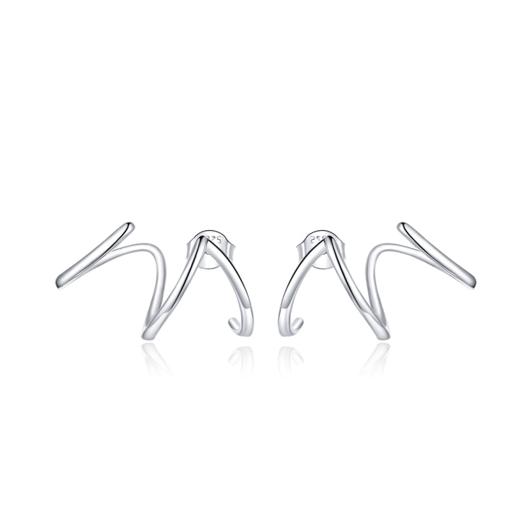 S925 Sterling Silver Simple Style Lines Women Earrings, Lines