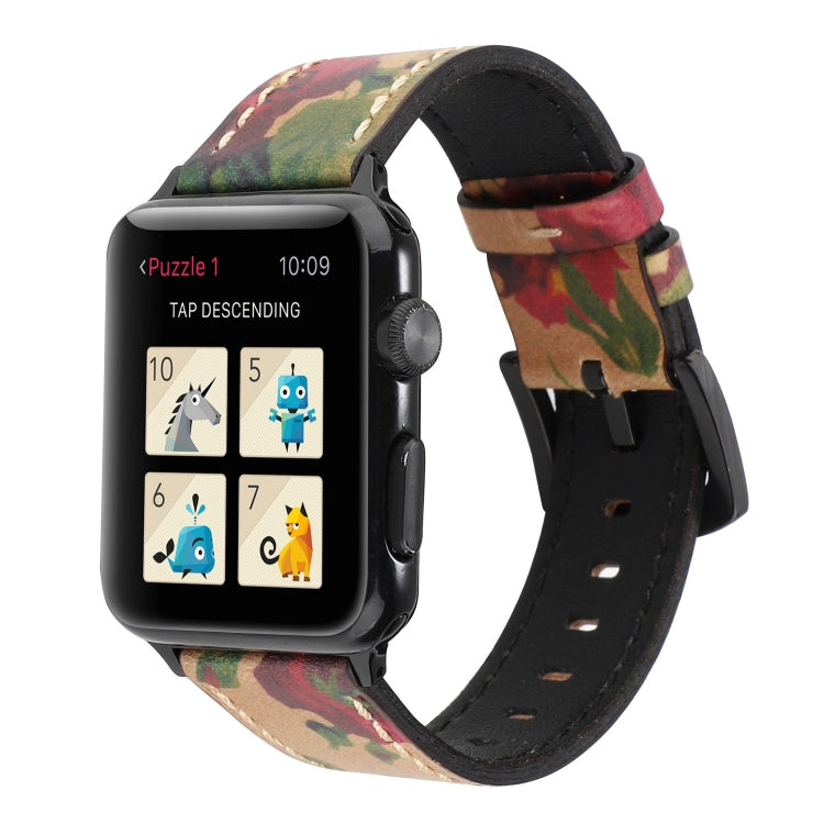 Retro Head-layer Cowhide Genuine Leather Watchband For Apple Watch Series 6 & SE & 5 & 4 44mm / 3 & 2 & 1 42mm, For Apple Watch Series 7 45mm / 6 & SE & 5 & 4 44mm / 3 & 2 & 1 42mm                                                                        ...