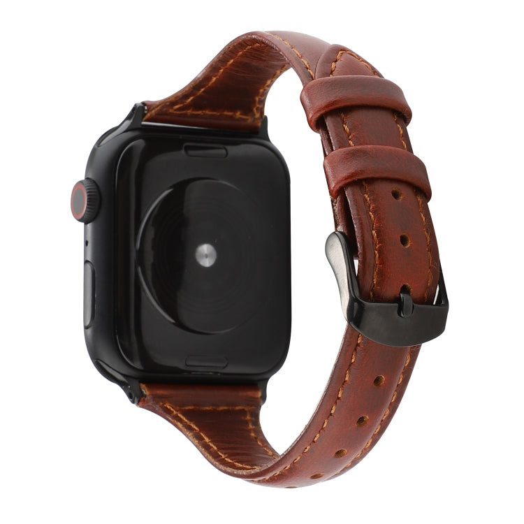 Crazy Horse Texture Genuine Leather Strap, For Apple Watch Series 7 41mm / 6 & SE & 5 & 4 40mm / 3 & 2 & 1 38mm, For Apple Watch Series 8&7 41mm / SE 2&6&SE&5&4 40mm / 3&2&1 38mm                                                                          ...