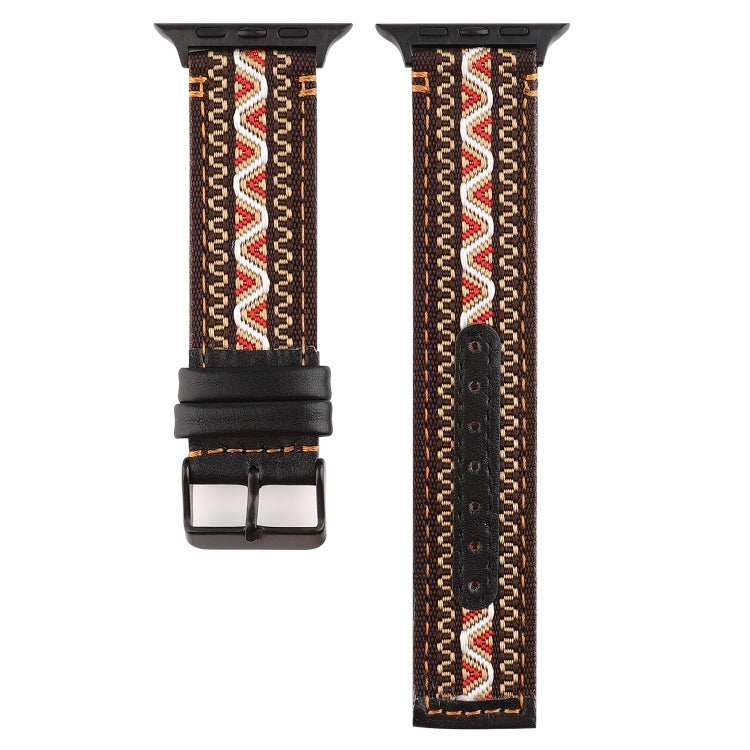 Ethnic Style Genuine Leather Strap, For Apple Watch Series 7 41mm / 6 & SE & 5 & 4 40mm / 3 & 2 & 1 38mm, For Apple Watch Series 7 45mm / 6 & SE & 5 & 4 44mm / 3 & 2 & 1 42mm