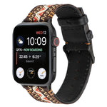 Ethnic Style Genuine Leather Strap, For Apple Watch Series 7 41mm / 6 & SE & 5 & 4 40mm / 3 & 2 & 1 38mm, For Apple Watch Series 7 45mm / 6 & SE & 5 & 4 44mm / 3 & 2 & 1 42mm