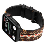 Ethnic Style Genuine Leather Strap, For Apple Watch Series 7 41mm / 6 & SE & 5 & 4 40mm / 3 & 2 & 1 38mm, For Apple Watch Series 7 45mm / 6 & SE & 5 & 4 44mm / 3 & 2 & 1 42mm