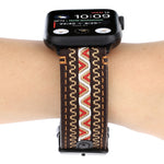 Ethnic Style Genuine Leather Strap, For Apple Watch Series 7 41mm / 6 & SE & 5 & 4 40mm / 3 & 2 & 1 38mm, For Apple Watch Series 7 45mm / 6 & SE & 5 & 4 44mm / 3 & 2 & 1 42mm