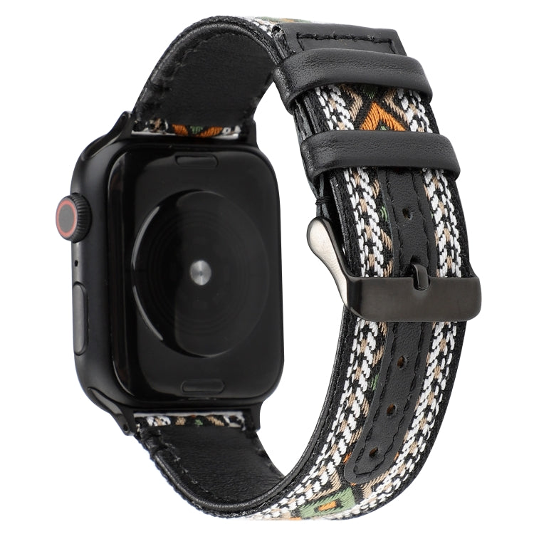 Ethnic Style Genuine Leather Strap, For Apple Watch Series 7 41mm / 6 & SE & 5 & 4 40mm / 3 & 2 & 1 38mm, For Apple Watch Series 7 45mm / 6 & SE & 5 & 4 44mm / 3 & 2 & 1 42mm