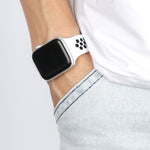 Elastic Silicone Watchband For Apple Watch Series 6 & SE & 5 & 4 44mm / 3 & 2 & 1 42mm, 150mm (Black White), 150mm (Light Pink White), 150mm (Blue White), 160mm (Light Pink White)