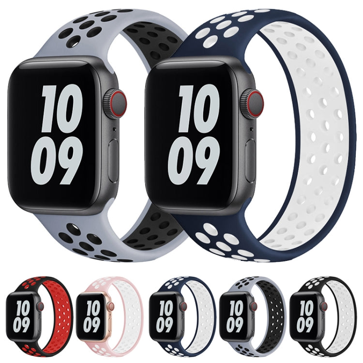 Elastic Silicone Watchband For Apple Watch Series 6 & SE & 5 & 4 44mm / 3 & 2 & 1 42mm, 150mm (Black White), 150mm (Light Pink White), 150mm (Blue White), 160mm (Light Pink White)