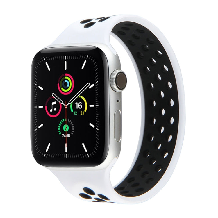 Elastic Silicone Watchband For Apple Watch Series 6 & SE & 5 & 4 40mm / 3 & 2 & 1 38mm, Length: 160mm, 160mm (White Black), 160mm (Black), 160mm (Black Yellow), 160mm (Black Grey), 160mm (Red Black), 160mm (Black White), 160mm (Black Red)              ...