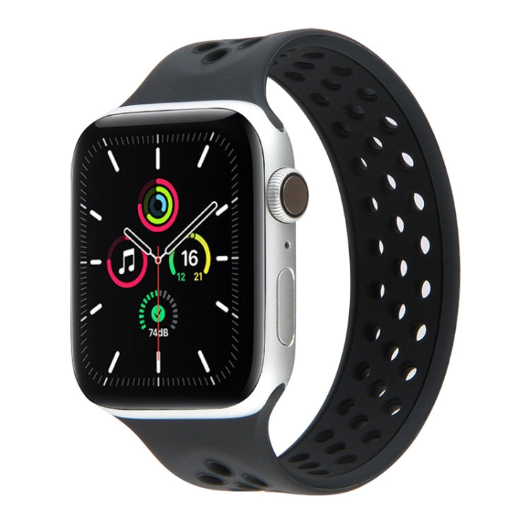 Elastic Silicone Watchband For Apple Watch Series 6 & SE & 5 & 4 40mm / 3 & 2 & 1 38mm, Length: 160mm, 160mm (White Black), 160mm (Black), 160mm (Black Yellow), 160mm (Black Grey), 160mm (Red Black), 160mm (Black White), 160mm (Black Red)              ...