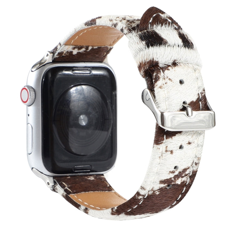 Horsehair Fluffy Leopard Print Leather Watch Strap, For Apple Watch Ultra 49mm / Series 8&7 45mm / SE 2&6&SE&5&4 44mm / 3&2&1 42mm, For Apple Watch Series 8&7 41mm / SE 2&6&SE&5&4 40mm / 3&2&1 38mm                                                       ...