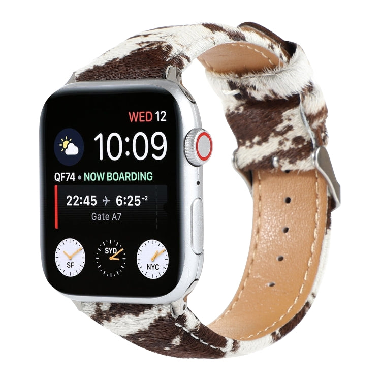 Horsehair Fluffy Leopard Print Leather Watch Strap, For Apple Watch Ultra 49mm / Series 8&7 45mm / SE 2&6&SE&5&4 44mm / 3&2&1 42mm, For Apple Watch Series 8&7 41mm / SE 2&6&SE&5&4 40mm / 3&2&1 38mm                                                       ...