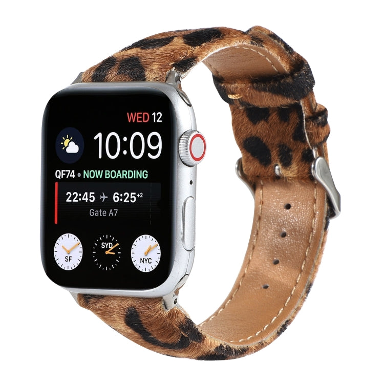 Horsehair Fluffy Leopard Print Leather Watch Strap, For Apple Watch Ultra 49mm / Series 8&7 45mm / SE 2&6&SE&5&4 44mm / 3&2&1 42mm, For Apple Watch Series 8&7 41mm / SE 2&6&SE&5&4 40mm / 3&2&1 38mm                                                       ...