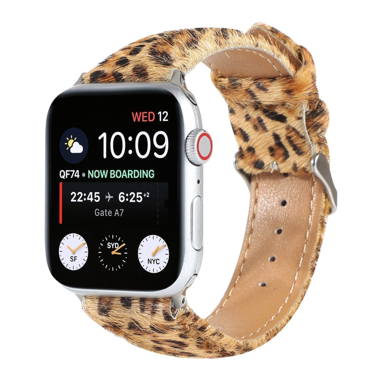 Horsehair Fluffy Leopard Print Leather Watch Strap, For Apple Watch Ultra 49mm / Series 8&7 45mm / SE 2&6&SE&5&4 44mm / 3&2&1 42mm, For Apple Watch Series 8&7 41mm / SE 2&6&SE&5&4 40mm / 3&2&1 38mm                                                       ...
