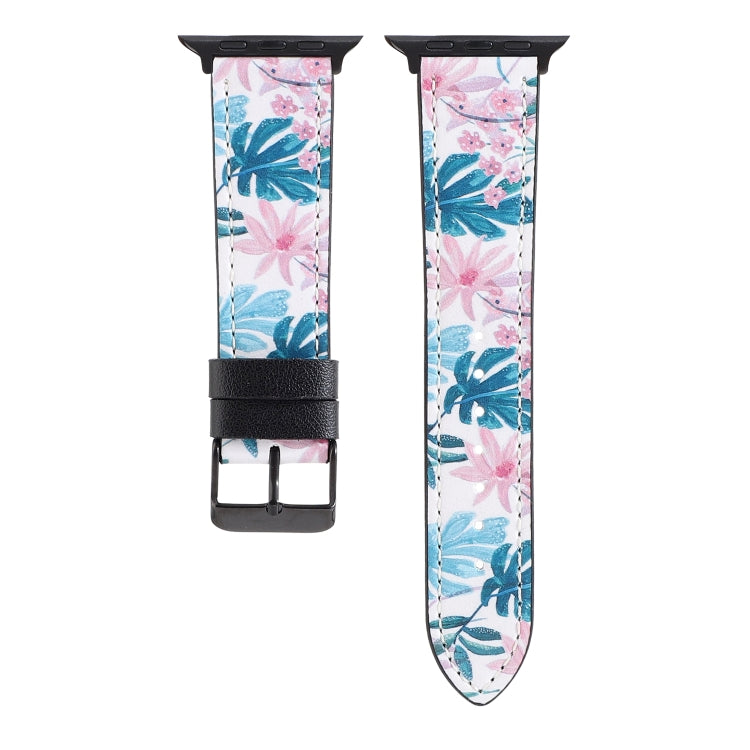 Printed Leather Watch Strap, For Apple Watch Series 7 45mm / 6 & SE & 5 & 4 44mm / 3 & 2 & 1 42mm, For Apple Watch Series 8&7 41mm / SE 2&6&SE&5&4 40mm / 3&2&1 38mm, For Apple Watch PSeries 7 41mm / 6 & SE & 5 & 4 40mm / 3 & 2 & 1 38mm                 ...