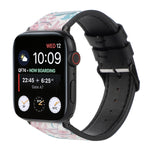 Printed Leather Watch Strap, For Apple Watch Series 7 45mm / 6 & SE & 5 & 4 44mm / 3 & 2 & 1 42mm, For Apple Watch Series 8&7 41mm / SE 2&6&SE&5&4 40mm / 3&2&1 38mm, For Apple Watch PSeries 7 41mm / 6 & SE & 5 & 4 40mm / 3 & 2 & 1 38mm                 ...