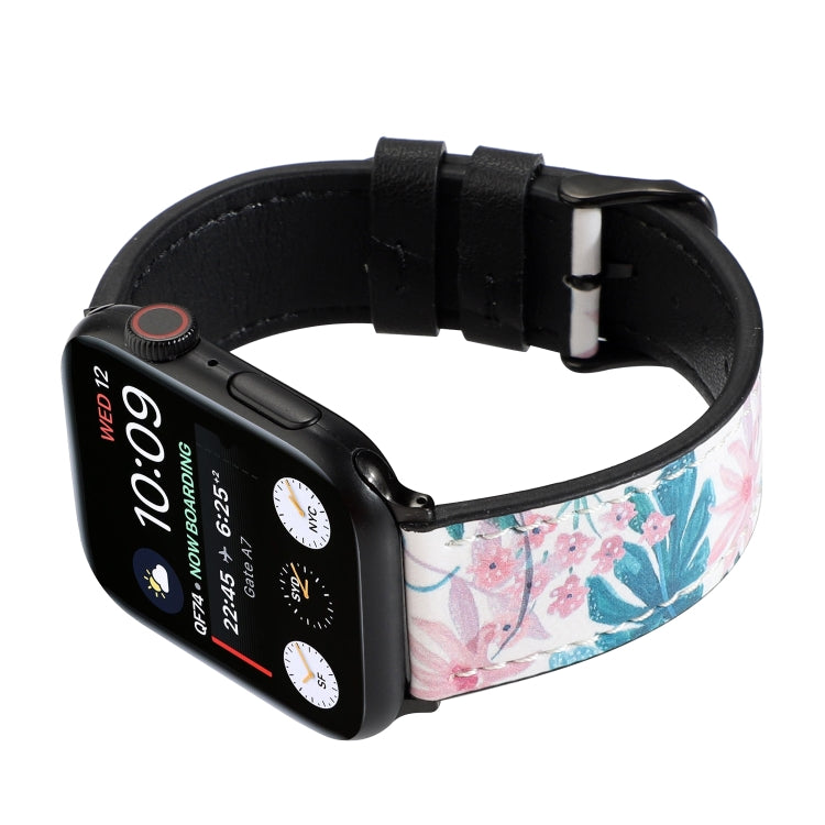 Printed Leather Watch Strap, For Apple Watch Series 7 45mm / 6 & SE & 5 & 4 44mm / 3 & 2 & 1 42mm, For Apple Watch Series 8&7 41mm / SE 2&6&SE&5&4 40mm / 3&2&1 38mm, For Apple Watch PSeries 7 41mm / 6 & SE & 5 & 4 40mm / 3 & 2 & 1 38mm                 ...