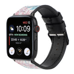 Printed Leather Watch Strap, For Apple Watch Series 7 45mm / 6 & SE & 5 & 4 44mm / 3 & 2 & 1 42mm, For Apple Watch Series 8&7 41mm / SE 2&6&SE&5&4 40mm / 3&2&1 38mm, For Apple Watch PSeries 7 41mm / 6 & SE & 5 & 4 40mm / 3 & 2 & 1 38mm                 ...