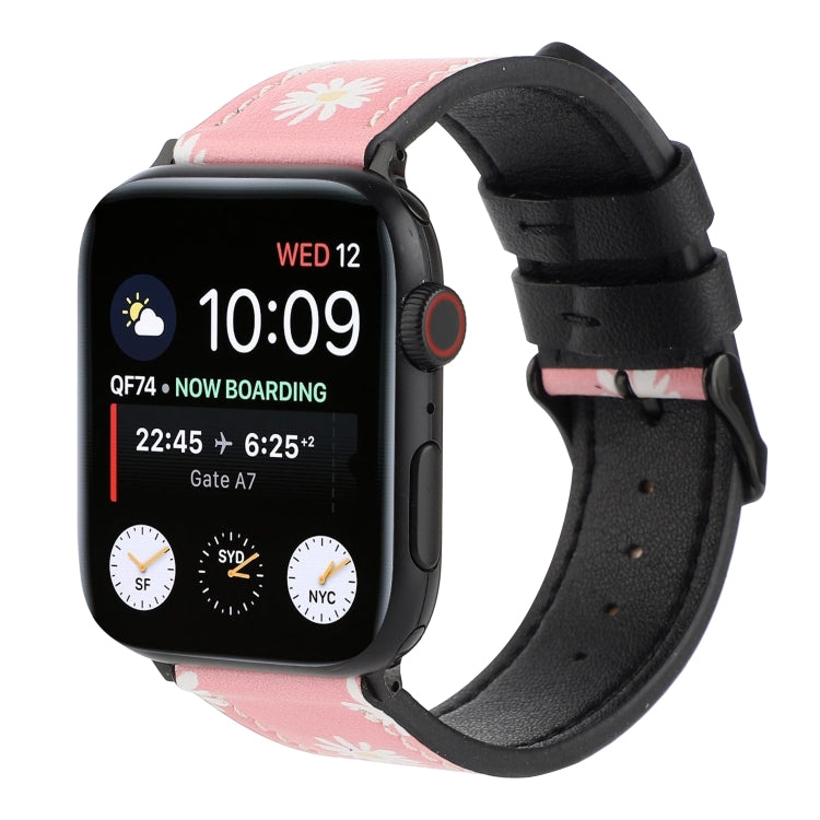 Printed Leather Watch Strap, For Apple Watch Series 7 45mm / 6 & SE & 5 & 4 44mm / 3 & 2 & 1 42mm, For Apple Watch Series 8&7 41mm / SE 2&6&SE&5&4 40mm / 3&2&1 38mm, For Apple Watch PSeries 7 41mm / 6 & SE & 5 & 4 40mm / 3 & 2 & 1 38mm                 ...