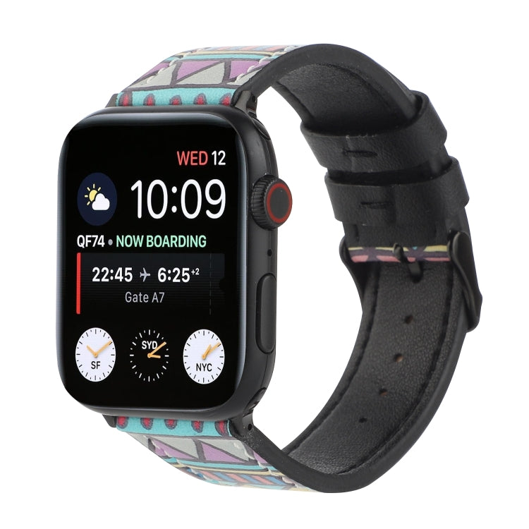 Printed Leather Watch Strap, For Apple Watch Series 7 45mm / 6 & SE & 5 & 4 44mm / 3 & 2 & 1 42mm, For Apple Watch Series 8&7 41mm / SE 2&6&SE&5&4 40mm / 3&2&1 38mm, For Apple Watch PSeries 7 41mm / 6 & SE & 5 & 4 40mm / 3 & 2 & 1 38mm                 ...