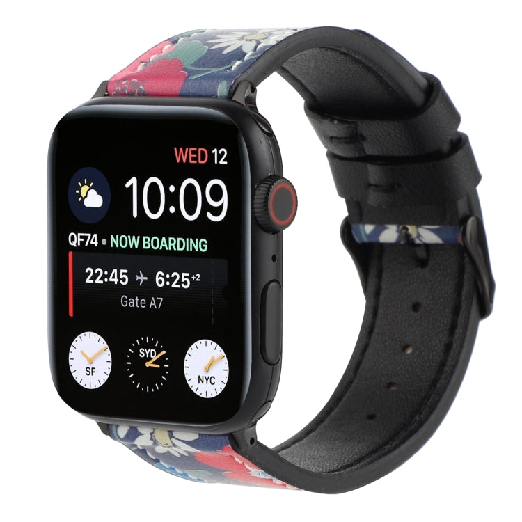 Printed Leather Watch Strap, For Apple Watch Series 7 45mm / 6 & SE & 5 & 4 44mm / 3 & 2 & 1 42mm, For Apple Watch Series 8&7 41mm / SE 2&6&SE&5&4 40mm / 3&2&1 38mm, For Apple Watch PSeries 7 41mm / 6 & SE & 5 & 4 40mm / 3 & 2 & 1 38mm                 ...