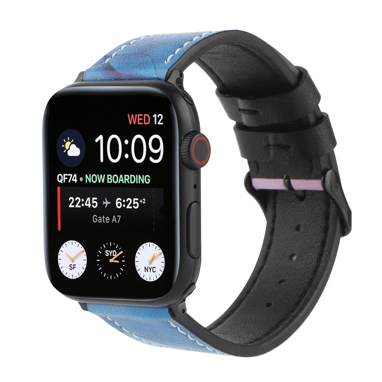 Printed Leather Watch Strap, For Apple Watch Series 7 45mm / 6 & SE & 5 & 4 44mm / 3 & 2 & 1 42mm, For Apple Watch Series 8&7 41mm / SE 2&6&SE&5&4 40mm / 3&2&1 38mm, For Apple Watch PSeries 7 41mm / 6 & SE & 5 & 4 40mm / 3 & 2 & 1 38mm                 ...