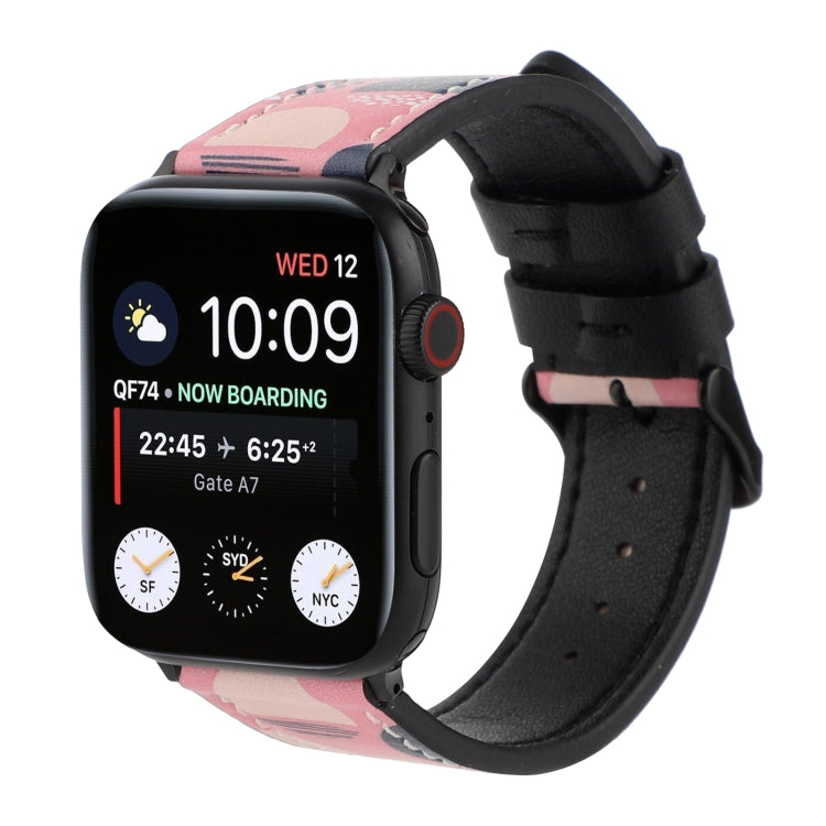 Printed Leather Watch Strap, For Apple Watch Series 7 45mm / 6 & SE & 5 & 4 44mm / 3 & 2 & 1 42mm, For Apple Watch Series 8&7 41mm / SE 2&6&SE&5&4 40mm / 3&2&1 38mm, For Apple Watch PSeries 7 41mm / 6 & SE & 5 & 4 40mm / 3 & 2 & 1 38mm                 ...
