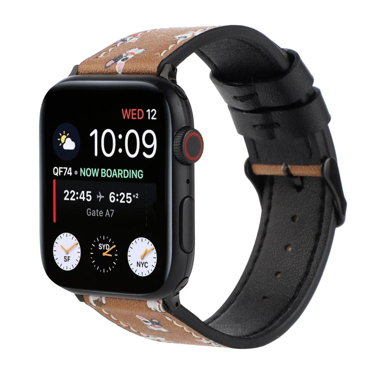 Printed Leather Watch Strap, For Apple Watch Series 7 45mm / 6 & SE & 5 & 4 44mm / 3 & 2 & 1 42mm, For Apple Watch Series 8&7 41mm / SE 2&6&SE&5&4 40mm / 3&2&1 38mm, For Apple Watch PSeries 7 41mm / 6 & SE & 5 & 4 40mm / 3 & 2 & 1 38mm                 ...