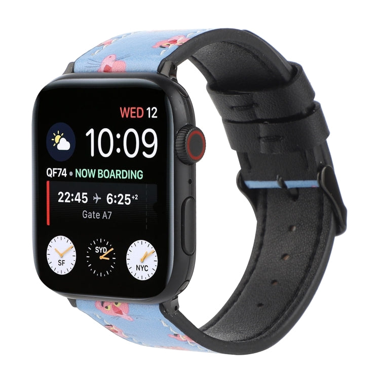 Printed Leather Watch Strap, For Apple Watch Series 7 45mm / 6 & SE & 5 & 4 44mm / 3 & 2 & 1 42mm, For Apple Watch Series 8&7 41mm / SE 2&6&SE&5&4 40mm / 3&2&1 38mm, For Apple Watch PSeries 7 41mm / 6 & SE & 5 & 4 40mm / 3 & 2 & 1 38mm                 ...