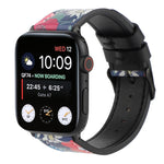 Printed Leather Watch Strap, For Apple Watch Series 7 45mm / 6 & SE & 5 & 4 44mm / 3 & 2 & 1 42mm, For Apple Watch Series 8&7 41mm / SE 2&6&SE&5&4 40mm / 3&2&1 38mm, For Apple Watch PSeries 7 41mm / 6 & SE & 5 & 4 40mm / 3 & 2 & 1 38mm                 ...