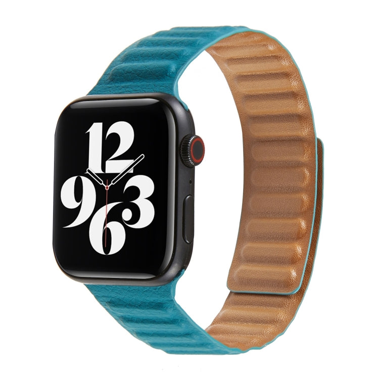 سوار ساعة من الجلد بحلقة متداخلة لسلسلة Apple Watch 6 و SE و 5 و 4 مقاس 44مم / 3 و 2 و 1 مقاس 42مم، لسلسلة Apple Watch 7 مقاس 45مم / 6 و SE و 5 و 4 مقاس 44مم / 3 و 2 و 1 مقاس 42مم