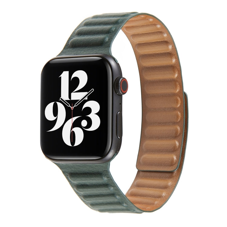 سوار ساعة من الجلد بحلقة متداخلة لسلسلة Apple Watch 6 و SE و 5 و 4 مقاس 44مم / 3 و 2 و 1 مقاس 42مم، لسلسلة Apple Watch 7 مقاس 45مم / 6 و SE و 5 و 4 مقاس 44مم / 3 و 2 و 1 مقاس 42مم