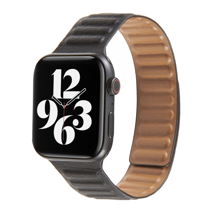 سوار ساعة من الجلد بحلقة متداخلة لسلسلة Apple Watch 6 و SE و 5 و 4 مقاس 44مم / 3 و 2 و 1 مقاس 42مم، لسلسلة Apple Watch 7 مقاس 45مم / 6 و SE و 5 و 4 مقاس 44مم / 3 و 2 و 1 مقاس 42مم