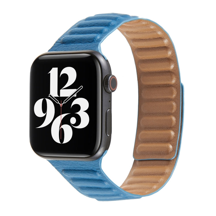 سوار ساعة من الجلد بحلقة متداخلة لسلسلة Apple Watch 6 و SE و 5 و 4 مقاس 44مم / 3 و 2 و 1 مقاس 42مم، لسلسلة Apple Watch 7 مقاس 45مم / 6 و SE و 5 و 4 مقاس 44مم / 3 و 2 و 1 مقاس 42مم