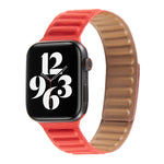 سوار ساعة من الجلد بحلقة متداخلة لسلسلة Apple Watch 6 و SE و 5 و 4 مقاس 44مم / 3 و 2 و 1 مقاس 42مم، لسلسلة Apple Watch 7 مقاس 45مم / 6 و SE و 5 و 4 مقاس 44مم / 3 و 2 و 1 مقاس 42مم