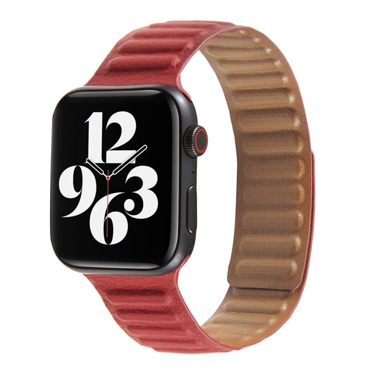 سوار ساعة من الجلد بحلقة متداخلة لسلسلة Apple Watch 6 و SE و 5 و 4 مقاس 44مم / 3 و 2 و 1 مقاس 42مم، لسلسلة Apple Watch 7 مقاس 45مم / 6 و SE و 5 و 4 مقاس 44مم / 3 و 2 و 1 مقاس 42مم