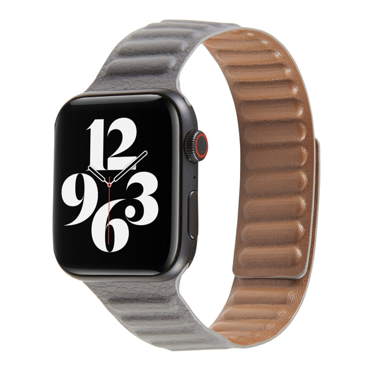 سوار ساعة من الجلد بحلقة متداخلة لسلسلة Apple Watch 6 و SE و 5 و 4 مقاس 44مم / 3 و 2 و 1 مقاس 42مم، لسلسلة Apple Watch 7 مقاس 45مم / 6 و SE و 5 و 4 مقاس 44مم / 3 و 2 و 1 مقاس 42مم
