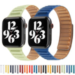سوار ساعة من الجلد بحلقة متداخلة لسلسلة Apple Watch 6 و SE و 5 و 4 مقاس 44مم / 3 و 2 و 1 مقاس 42مم، لسلسلة Apple Watch 7 مقاس 45مم / 6 و SE و 5 و 4 مقاس 44مم / 3 و 2 و 1 مقاس 42مم