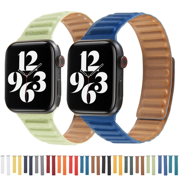 سوار ساعة من الجلد بحلقة متداخلة لسلسلة Apple Watch 6 و SE و 5 و 4 مقاس 44مم / 3 و 2 و 1 مقاس 42مم، لسلسلة Apple Watch 7 مقاس 45مم / 6 و SE و 5 و 4 مقاس 44مم / 3 و 2 و 1 مقاس 42مم