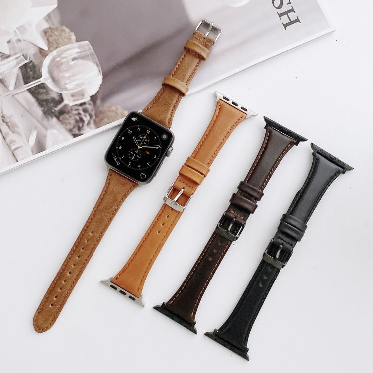 Small Pretty Waist Double-sided Leather Replacement Watchbands For Apple Watch Series 6 & SE & 5 & 4 40mm / 3 & 2 & 1 38mm
