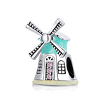 S925 Sterling Silver Dutch Windmills Beads DIY Bracelet Necklace Accessories, Dutch Windmills