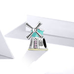 S925 Sterling Silver Dutch Windmills Beads DIY Bracelet Necklace Accessories, Dutch Windmills
