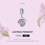 S925 Sterling Silver Ladybug Pendant DIY Bracelet Necklace Accessories, Ladybug