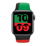 Schwarze Unity Silikon-Sportarmbänder als Ersatz für Apple Watch Series 6, SE, 5 und 4 (40 mm) sowie 3, 2 und 1 (38 mm) und Apple Watch (40 mm/38 mm).