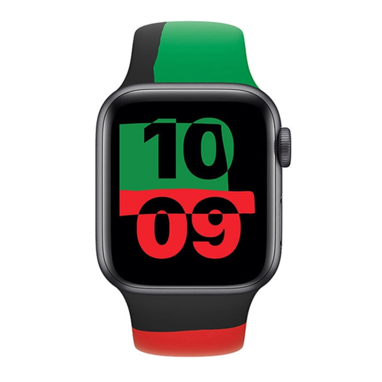 Schwarze Unity Silikon-Sportarmbänder als Ersatz für Apple Watch Series 6, SE, 5 und 4 (40 mm) sowie 3, 2 und 1 (38 mm) und Apple Watch (40 mm/38 mm).