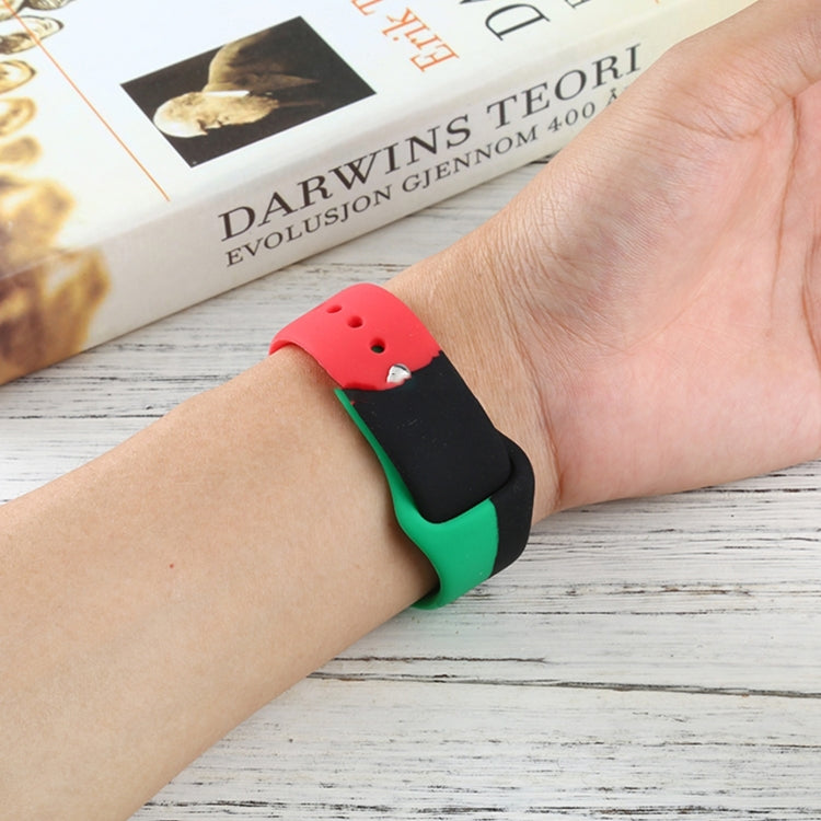 Schwarze Unity Silikon-Sportarmbänder als Ersatz für Apple Watch Series 6, SE, 5 und 4 (40 mm) sowie 3, 2 und 1 (38 mm) und Apple Watch (40 mm/38 mm).