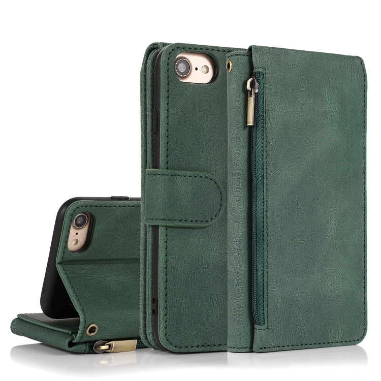 Skin-feel Crazy Horse Texture Zipper Wallet Bag Horizontal Flip Leather Case with Holder & Card Slots & Wallet & Lanyard, For iPhone 6, For iPhone 6 Plus, For iPhone SE 2022 / SE 2020 / 8 / 7, For iPhone 8 Plus / 7 Plus, For iPhone XS / X, For iPhone X...