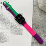 Silicone Color Matching Replacement Watchbands For Apple Watch Series 6 & SE & 5 & 4 44mm / 3 & 2 & 1 42mm, For Apple Watch 44mm/42mm(Black+Red+White), For Apple Watch 44mm/42mm(Light Blue+Dark Blue+Yellow)                                              ...