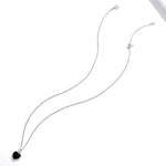 S925 Sterling Silver Black Heart Women Nacklace Jewelry, Black Heart