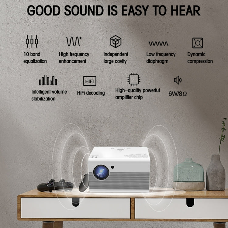 جهاز عرض رقمي LED عالي الدقة T10 1920x1080P بسطوع 3600 لومن محمول للمنزل، إصدار أندرويد